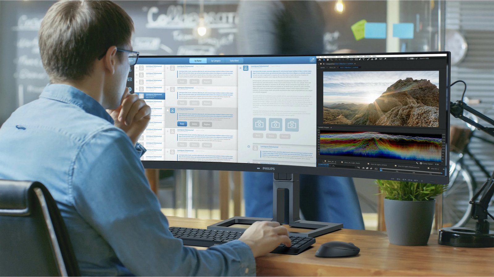 Monitor Philips 6000 series 45B1U6900C/00, 44.5 inç, UltraWide Dual Quad HD, LED, 5120x1440, e zezë