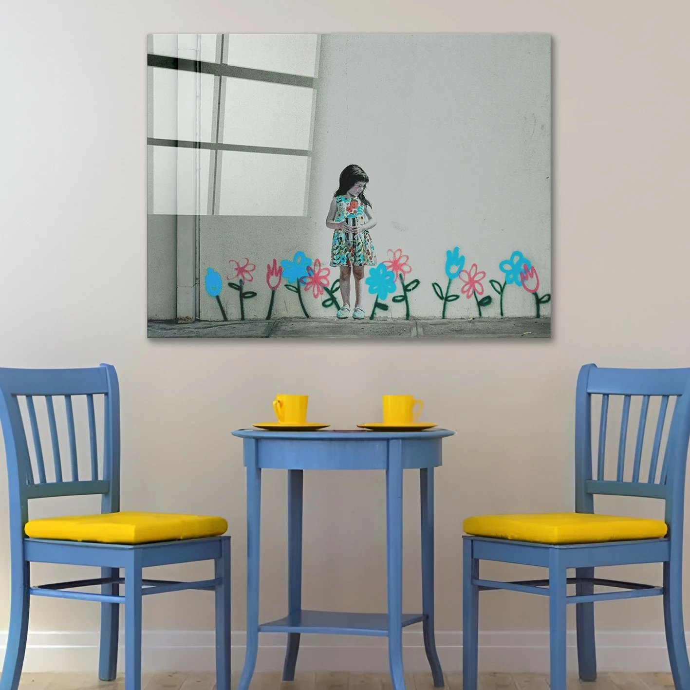 Pikturë dekorative xhami e temperuar, Banksy, shumëngjyrëshe, 50x70cm