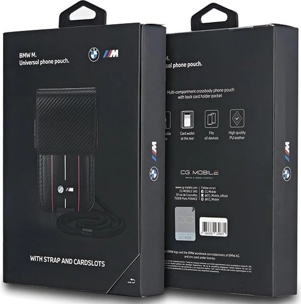 Mbështjellës BMW Carbon & Red Stripe për celular, i zi Mbështjellës BMW Carbon & Red Stripe për celular, i zi