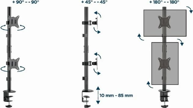 Mbajtës tavoline për 2 monitorë Gembird MA-D2-02, 17-32", deri 9 kg, i zi Mbajtës tavoline për 2 monitorë Gembird MA-D2-02, 17-32", deri 9 kg, i zi