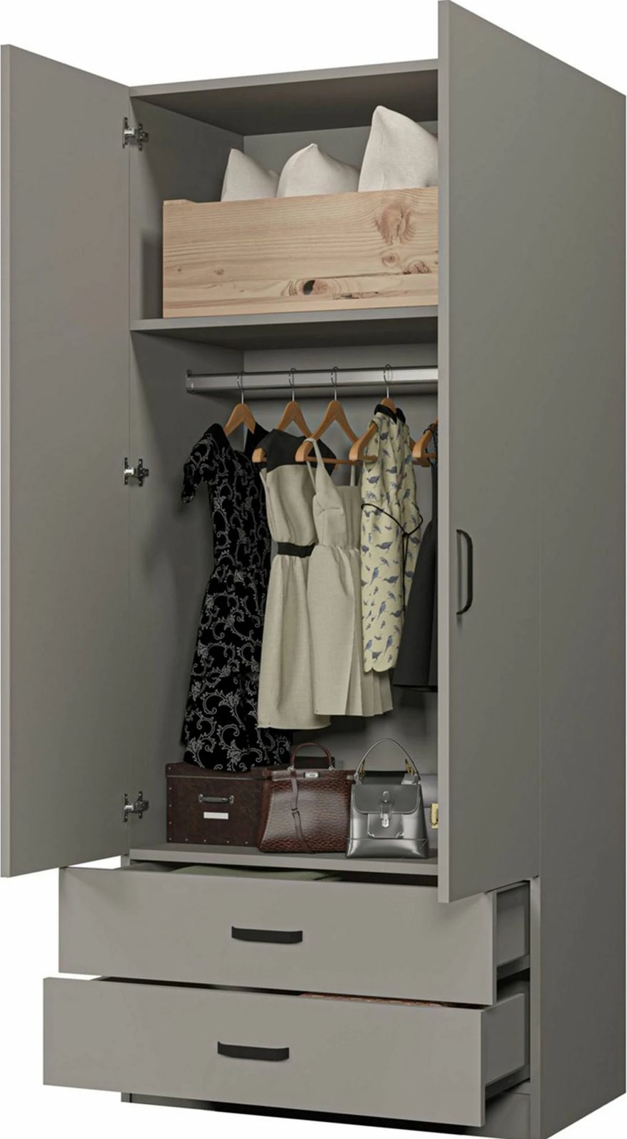 Dollap rrobash ngjyrë gri, Skye Decor, Yaman Luna 1600-043