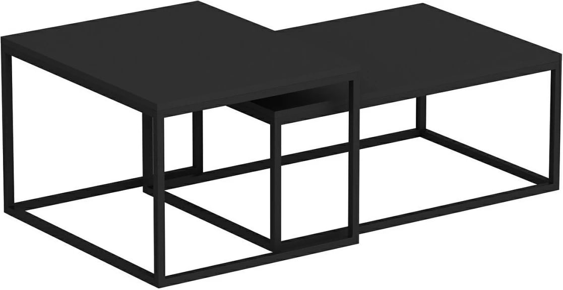 Set tavolinash ndihmëse, Hanah Home Leka, ngjyrë e zezë, 2 copë