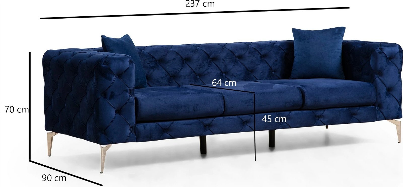 Divan treshe Atelier del Sofa, ngjyrë navy blue, Como