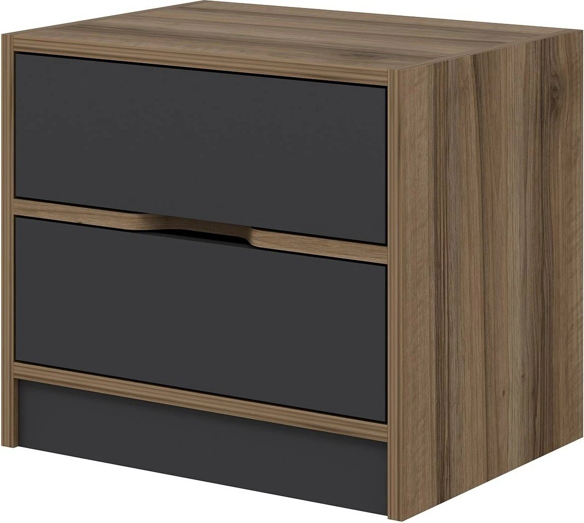 Komodinë natës Hanah Home, Elina, ngjyrë arre dhe antracit, 54x47x40cm