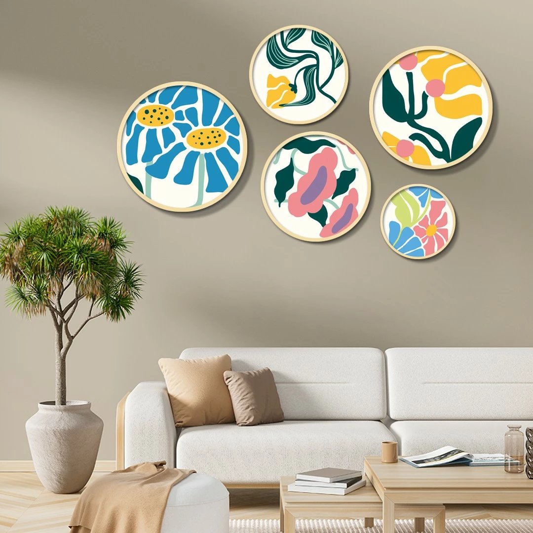 Set pikturash dekorative me kornizë MDF (5 copë), Wallity, Yats-02