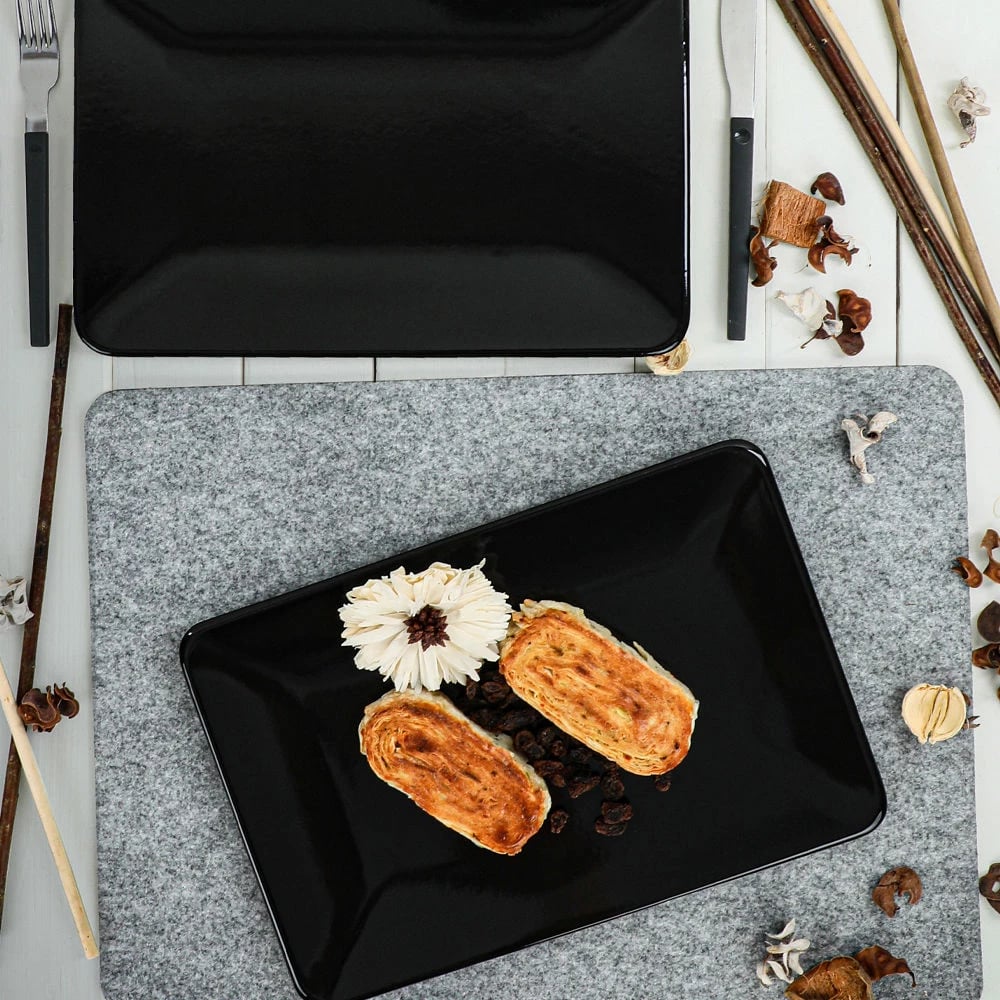 Set pjatash servirëse (2 copë), ngjyrë e zezë, Hermia Concept, ST032202F650A000000MAKRS00