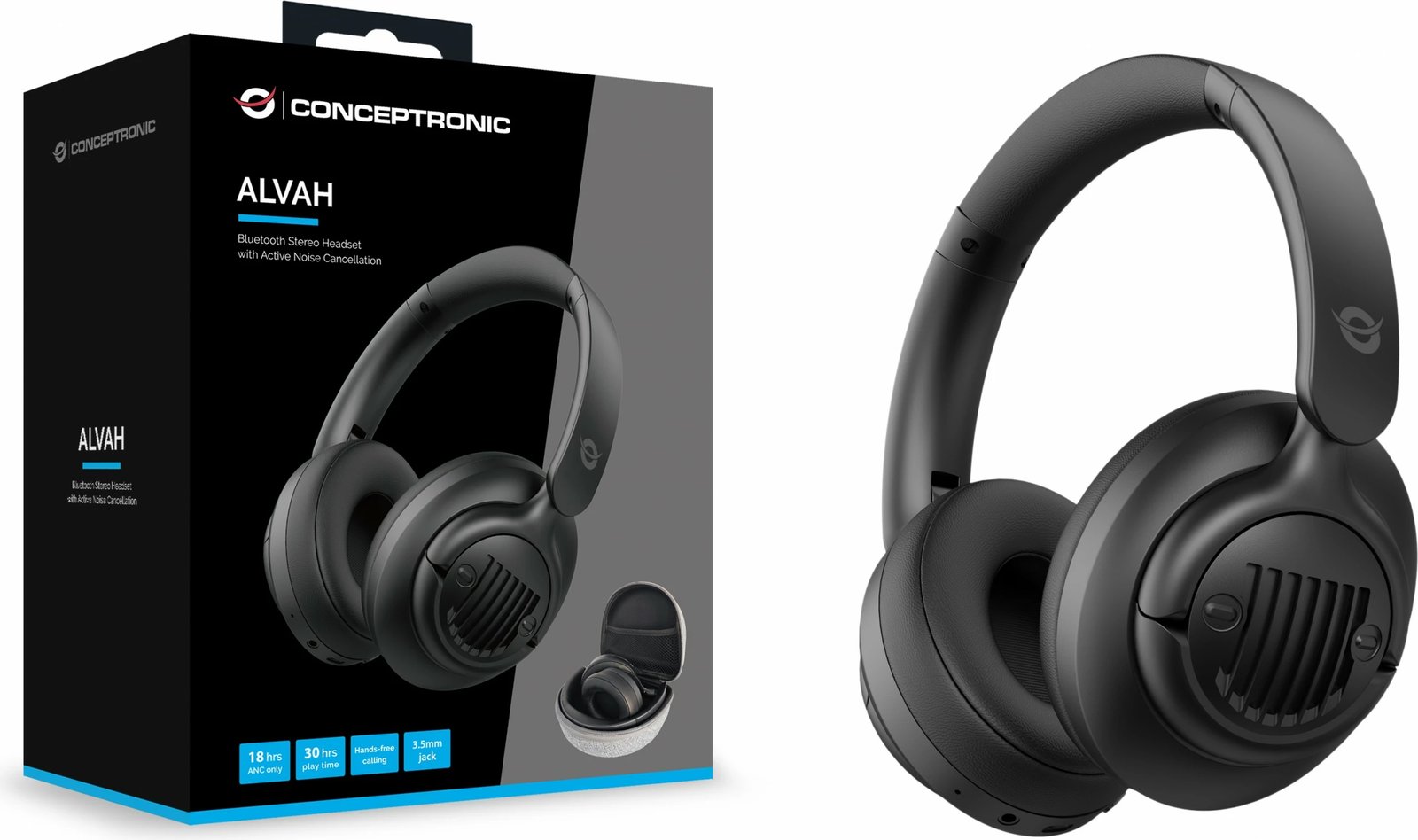 Kufje Conceptronic Wireless BT 5.4, stereo, 30 orë, anulim zhurme, të zeza Kufje Conceptronic Wireless BT 5.4, stereo, 30 orë, anulim zhurme, të zeza