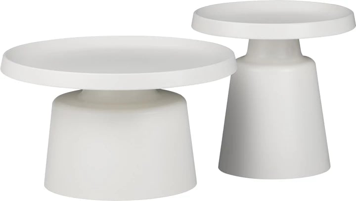 Set tavolinash kafeje Ginoze, metal i bardhë, 2 copë