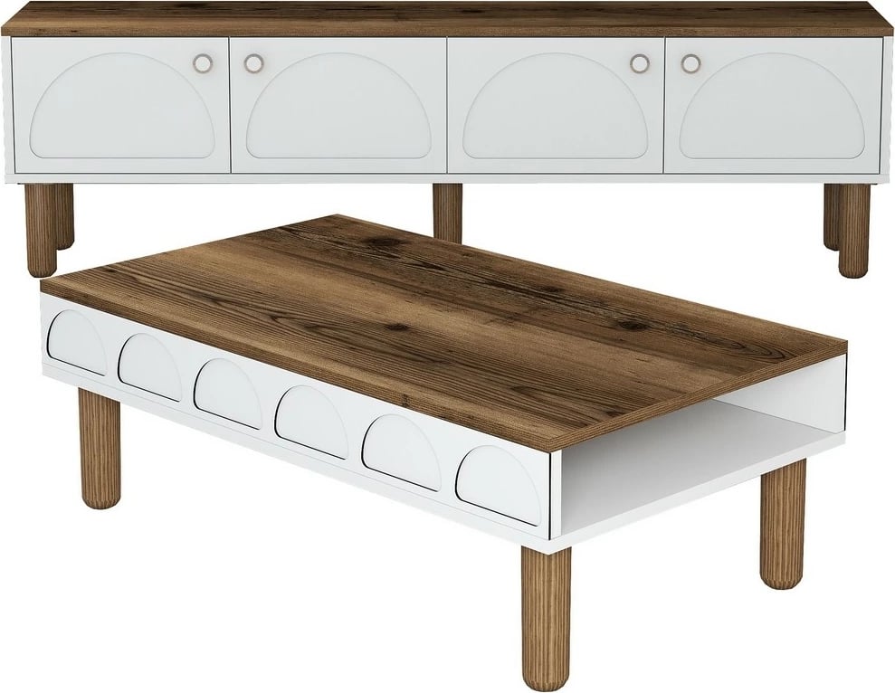 Set mobiljesh për dhomë dite, Skye Decor, Bohem 854, e bardhë