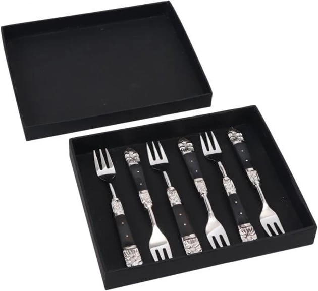Set pirunash për ëmbëlsira, 6 copë, çelik, rrëshirë e zezë, 15x2x1 cm