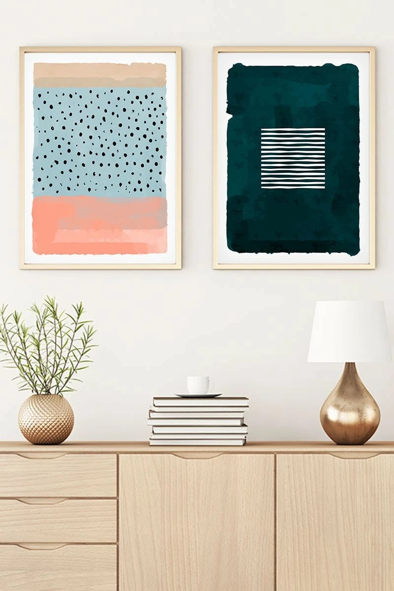 Pikturë dekorative me kornizë, MDF, shumëngjyrëshe, 2 copë, Wallity, Huhu55, 50x35cm