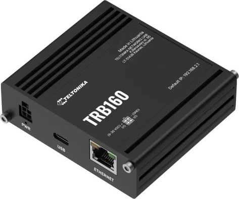 Gateway LTE Kasë Teltonika TRB160, 1x Ethernet, USB Type-C, i zi