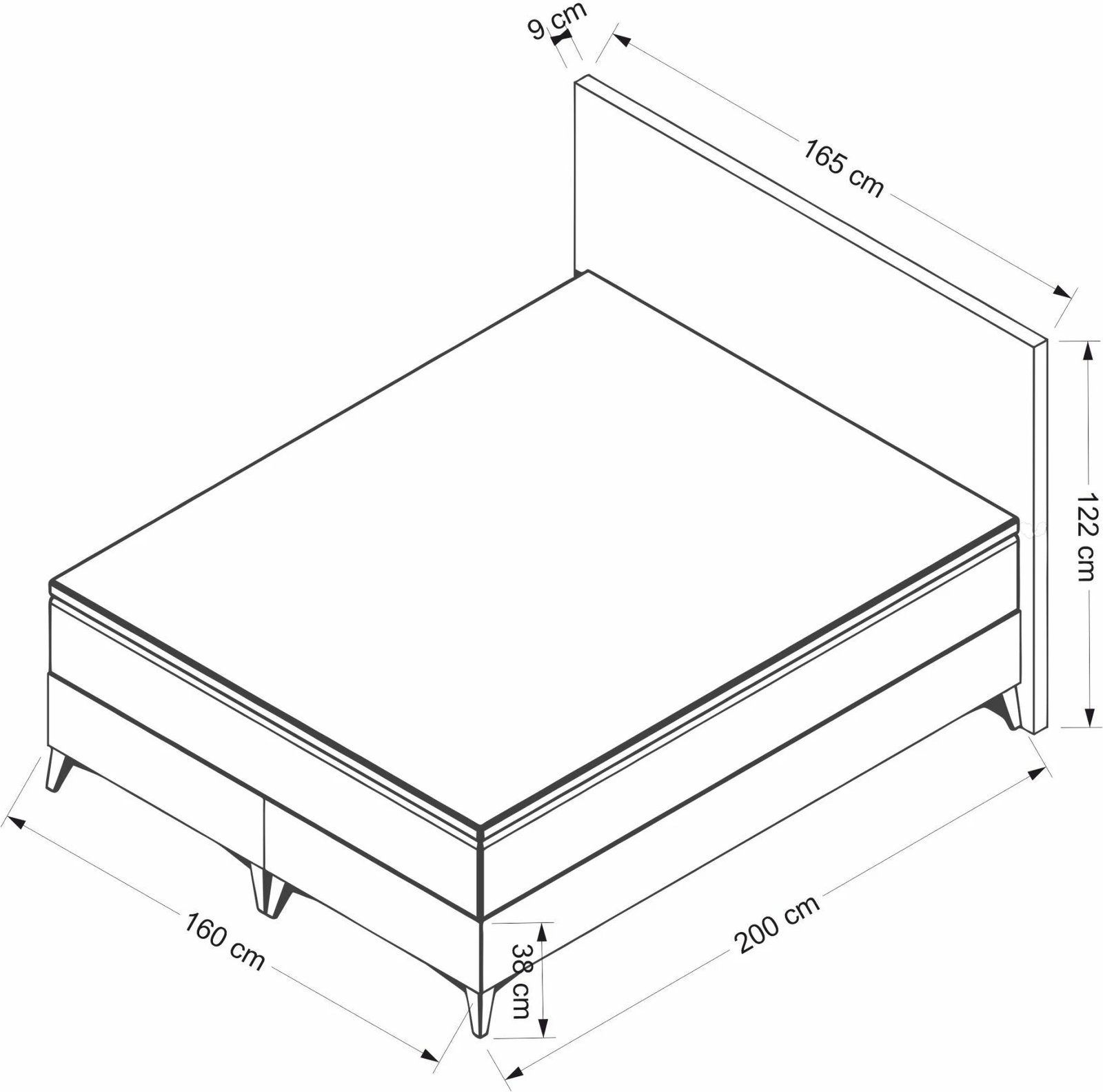 Baza dhe shtrati dopio me mbështetëse Skye Decor, karbon, 160x200, gri
