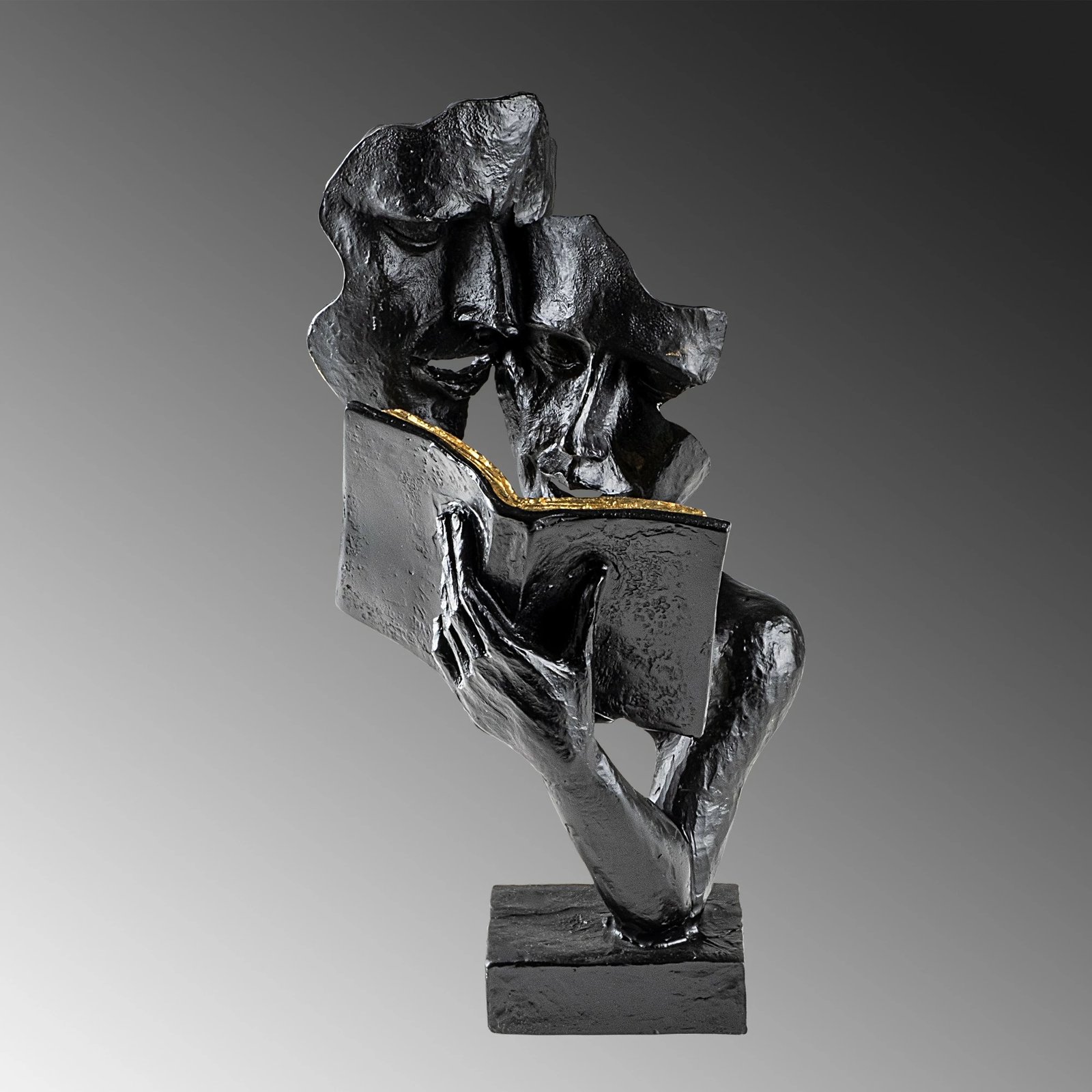 Objekt dekorativ Evila Originals, Lecteur, i zi, i punuar me dorë, 20x36x15cm