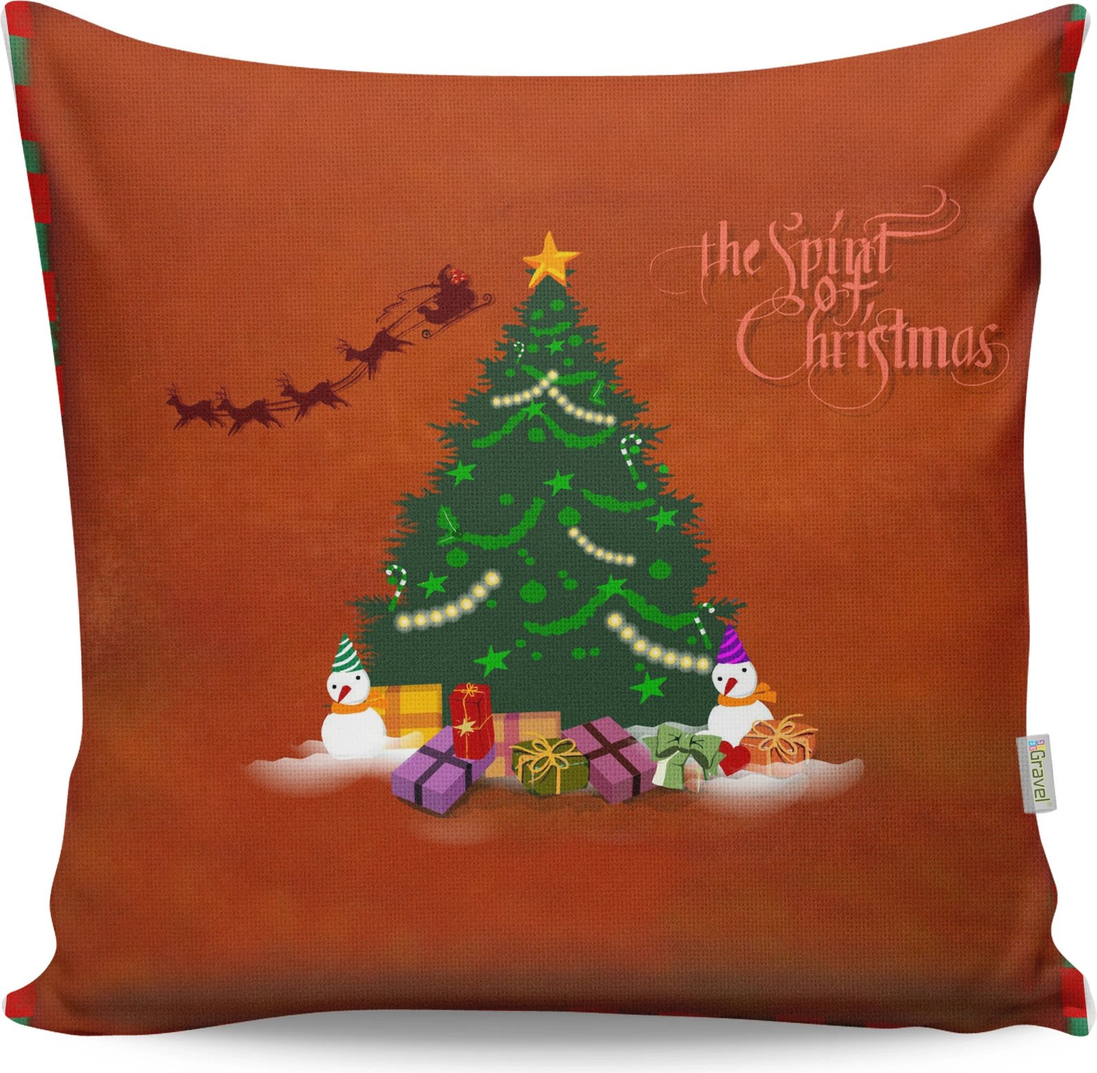 Jastëk dekorativ Evila Originals, A12974, shumëngjyrësh, temë Krishtlindjesh