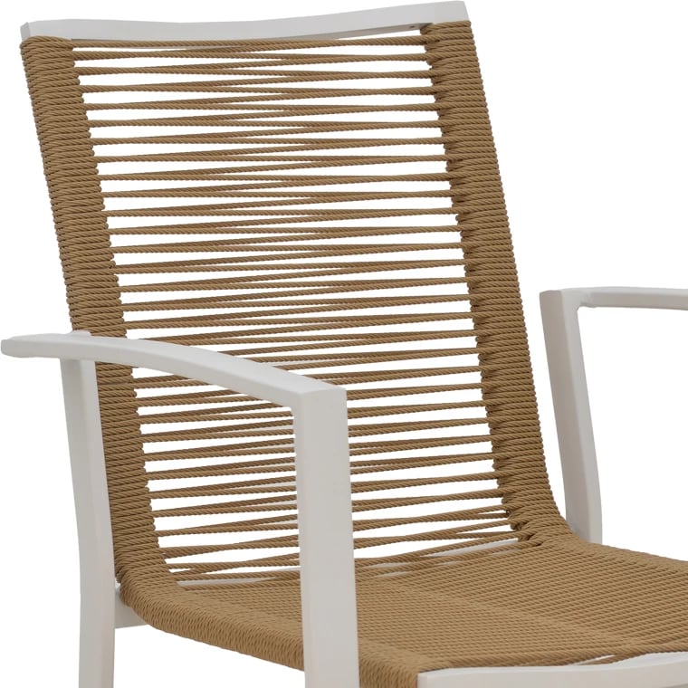 Karrige me krahë, alumini, tekstileni, ngjyrë natyrale, 57x63x83cm