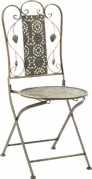 Set tavoline me karrige Drill 3 copë, ngjyrë bakri antike, metal