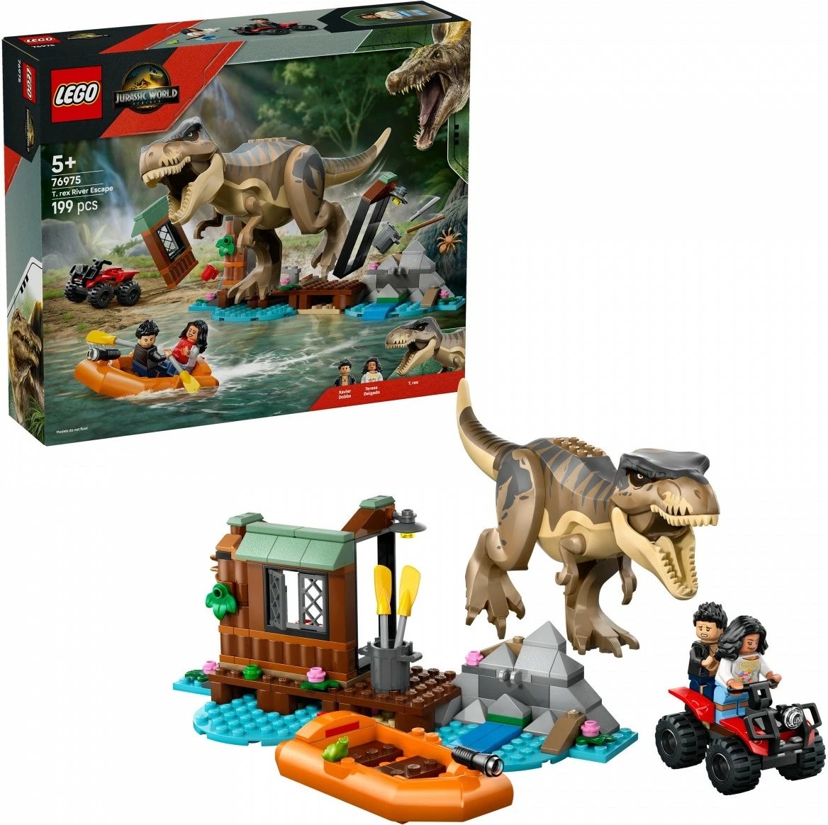 Set LEGO Jurassic World 76975 River Escape prej T-Rex, 199 pjesë