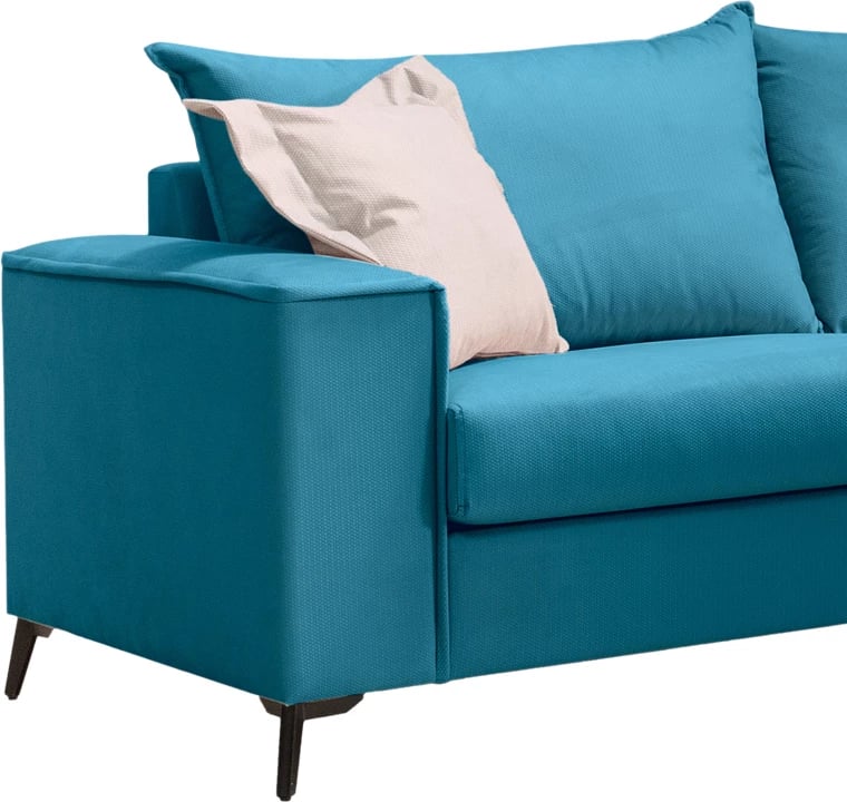 Set divanësh Verona 2 pjesë, pëlhurë petrol me jastëkë ngjyrë bezhë