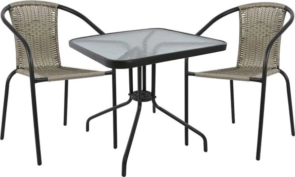 Set kopshti tavolinë & karrige FH5182.01, 3 pjesë, hiri