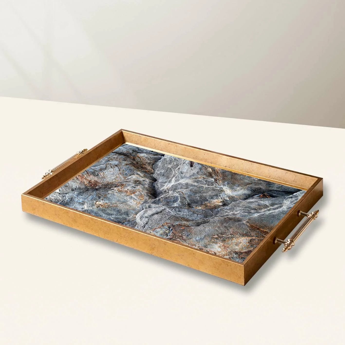 Tabaka dekorative prej qelqi, Aberto Design, TPEA10002, shumëngjyrëshe, 50x29x3.5cm