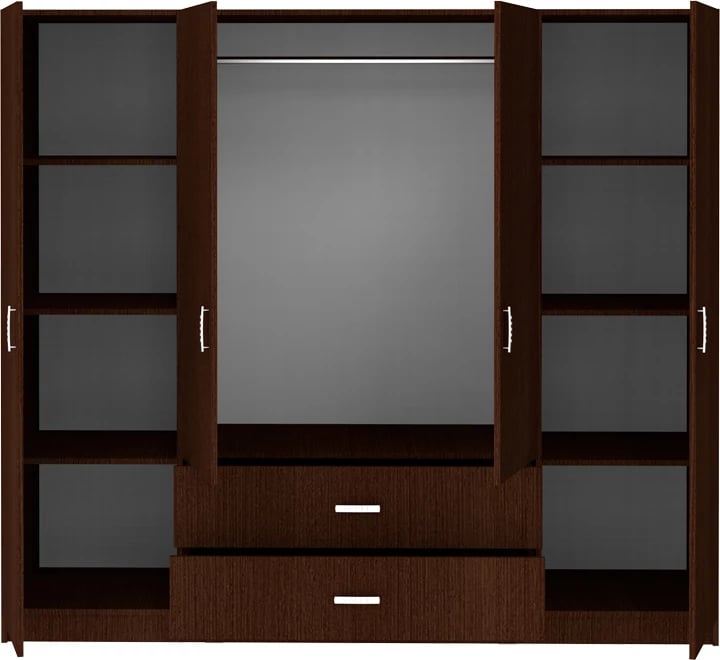 Dollap Royal me katër dyer, ngjyrë wenge, 200x58x177cm