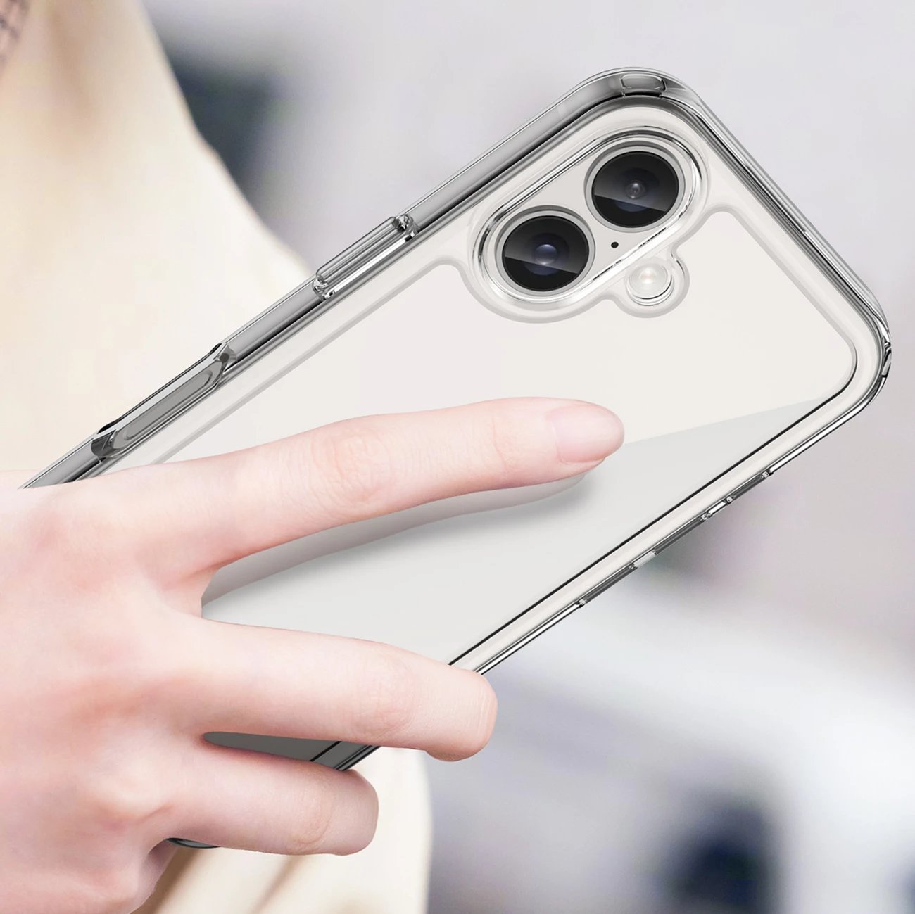 Mbështjellës Hurtel Outer Space Case për iPhone 16, transparent