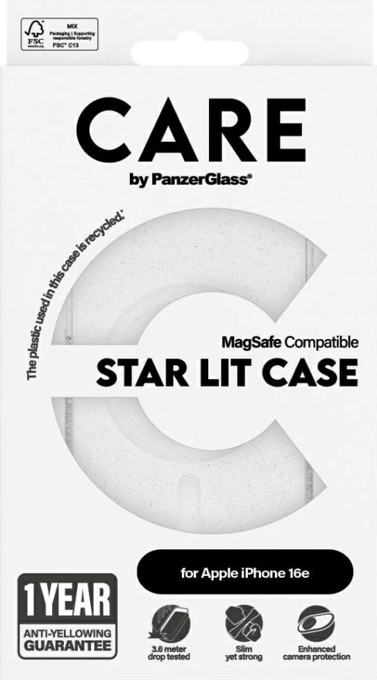 Mbështjellës PanzerGlass CARE Flagship Urban Combat StarLight White MagSafe për iPhone 16e, Transparent