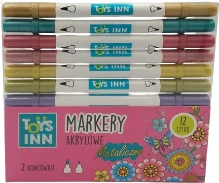 Set markerë akrilik metalik me dy maja Stnux STN9155, 12 copë