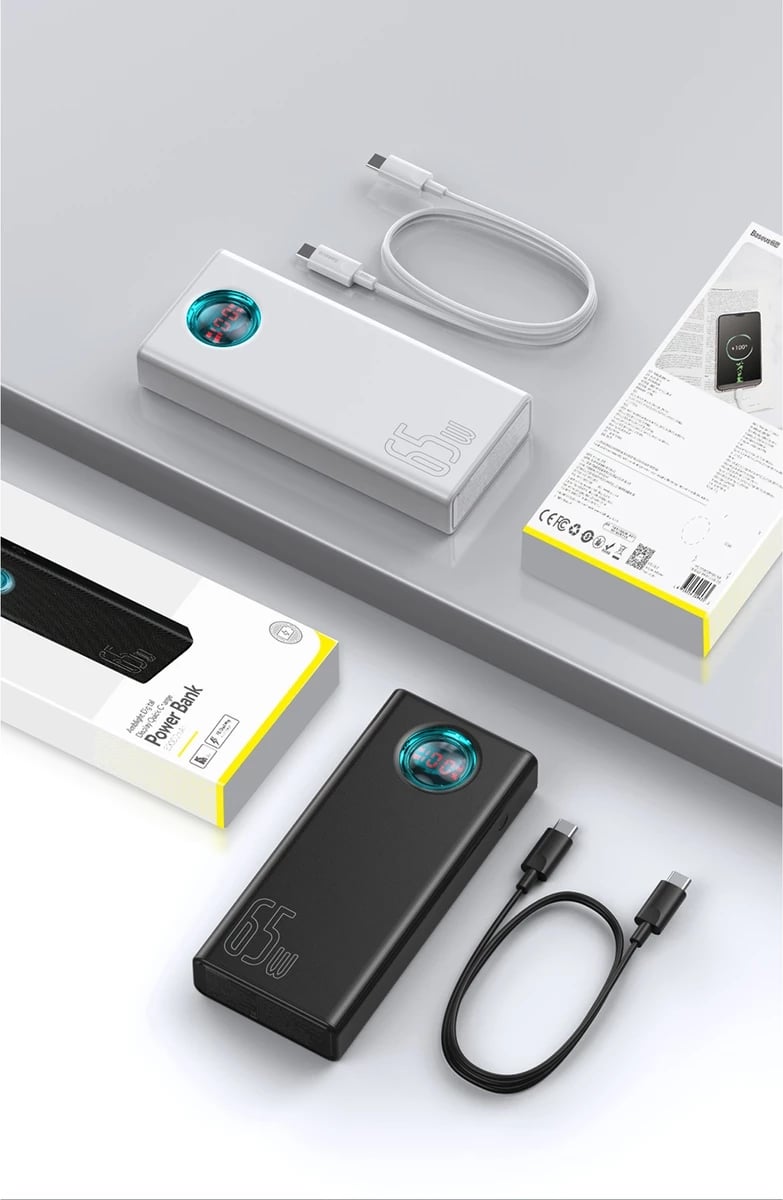 Powerbank Baseus Amblight 30000mAh, 65W, i bardhë Powerbank Baseus Amblight 30000mAh, 65W, i bardhë
