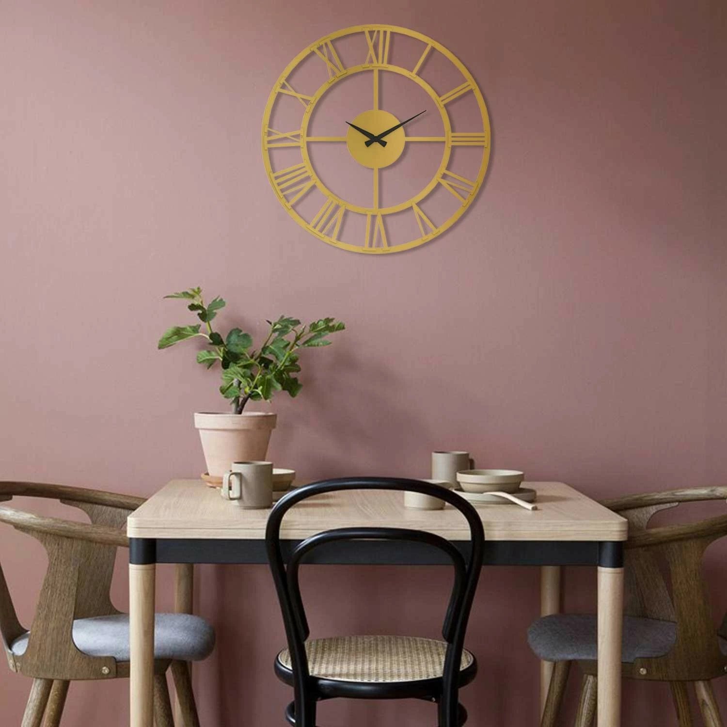 Orë muri dekorative metalike, ngjyrë ari, Wallity, APS035, 49x49cm