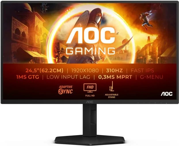 Monitor gaming AOC 25G4SXU 24.5" FHD 310 Hz Fast IPS 1 ms GTG HDR10 AdaptiveSync i zi/gri