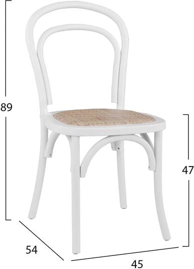 Karrige druri, tipi Vjenë, Aliyah, e grumbullueshme, prej druri ahu, ngjyrë e bardhë mat, FH8644.03, 45x54x89