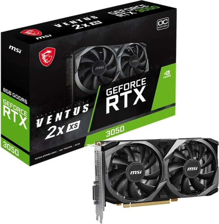 Kartë grafike MSI GeForce RTX 3050 Ventus 2X XS 8GB GDDR6, PCI-E 4.0, e zezë