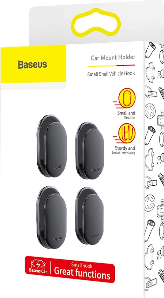 Mbajtës Baseus Small Shell ACGGBK-01, set 4 copë, i zi Mbajtës Baseus Small Shell ACGGBK-01, set 4 copë, i zi