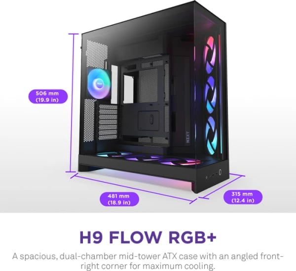 Kasë kompjuteri NZXT H9 Flow RGB (CM-H92FB-P1), e zezë