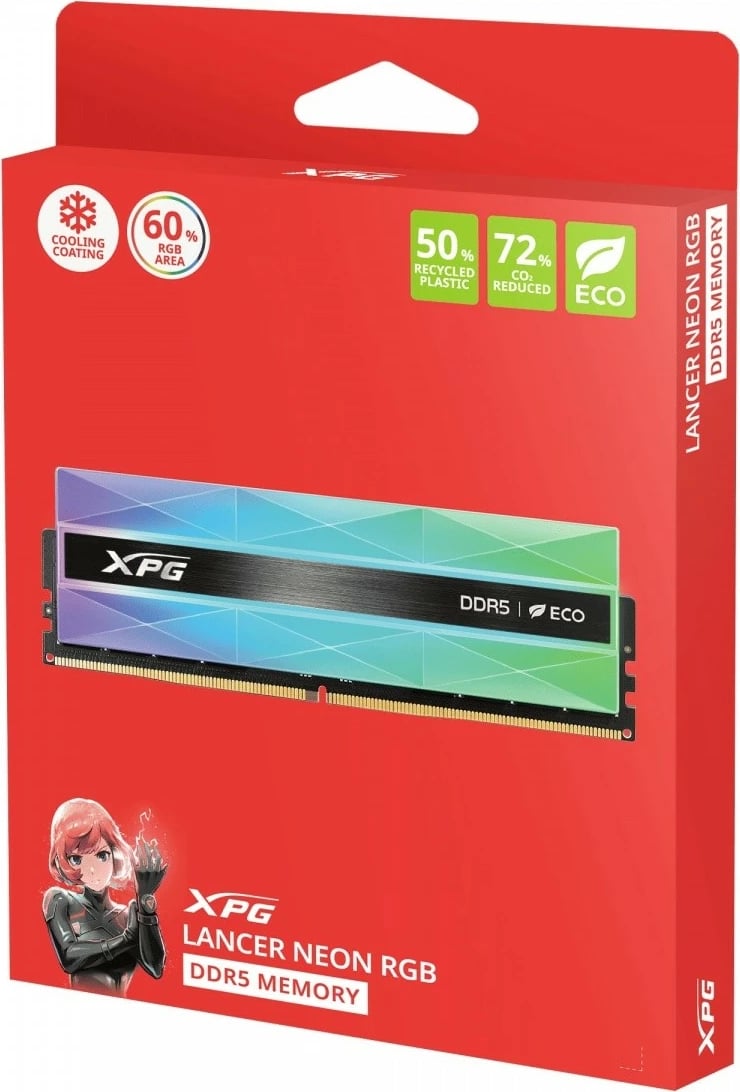 RAM Memorje Adata XPG Lancer NEON DDR5, 32GB (2x16), 6400MHz, CL32, RGB