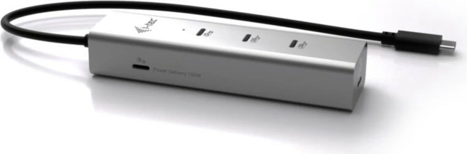 HUB USB-C i-tec C31HUBMETAL8KPDPRO, 5 porta, video 8K, Power Delivery 85W, Argjend