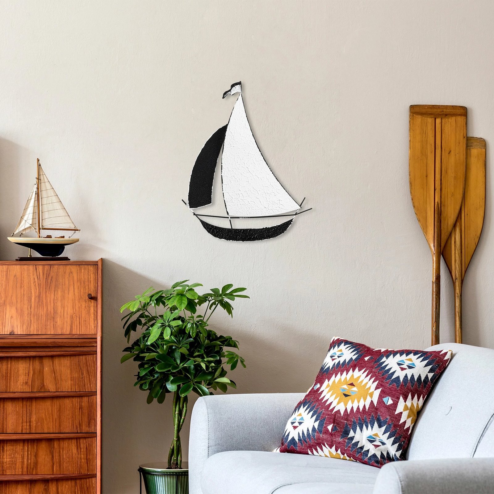 Aksesor dekorativ metalik për mur, Wallity, Hızır, shumëngjyrësh, 39x48cm