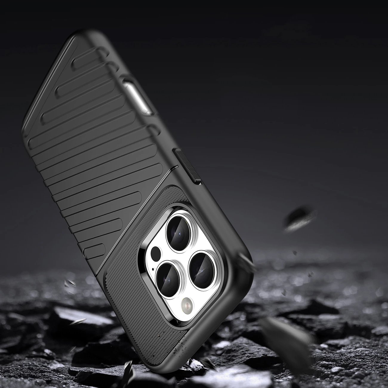 Mbështjellës Hurtel Thunder Case për iPhone 16 Pro Max, TPU, i zi