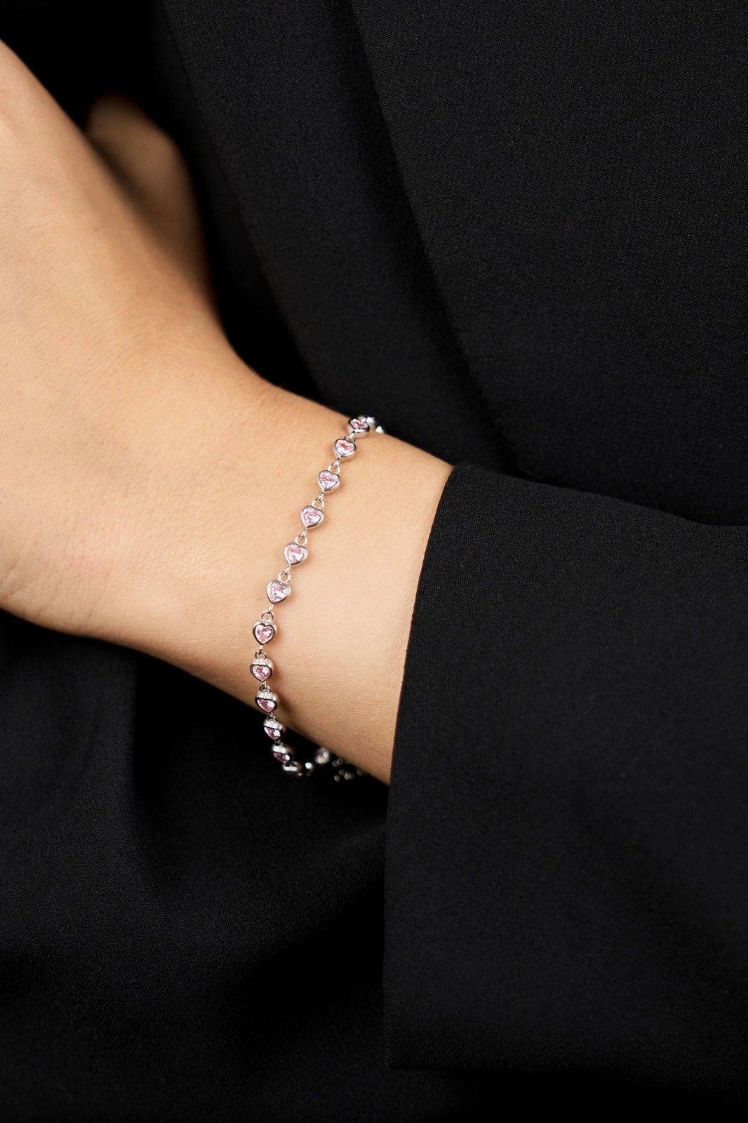 Byzylyk argjendi Elika Silver, ngjyrë rozë, ELKYS60422Pembe