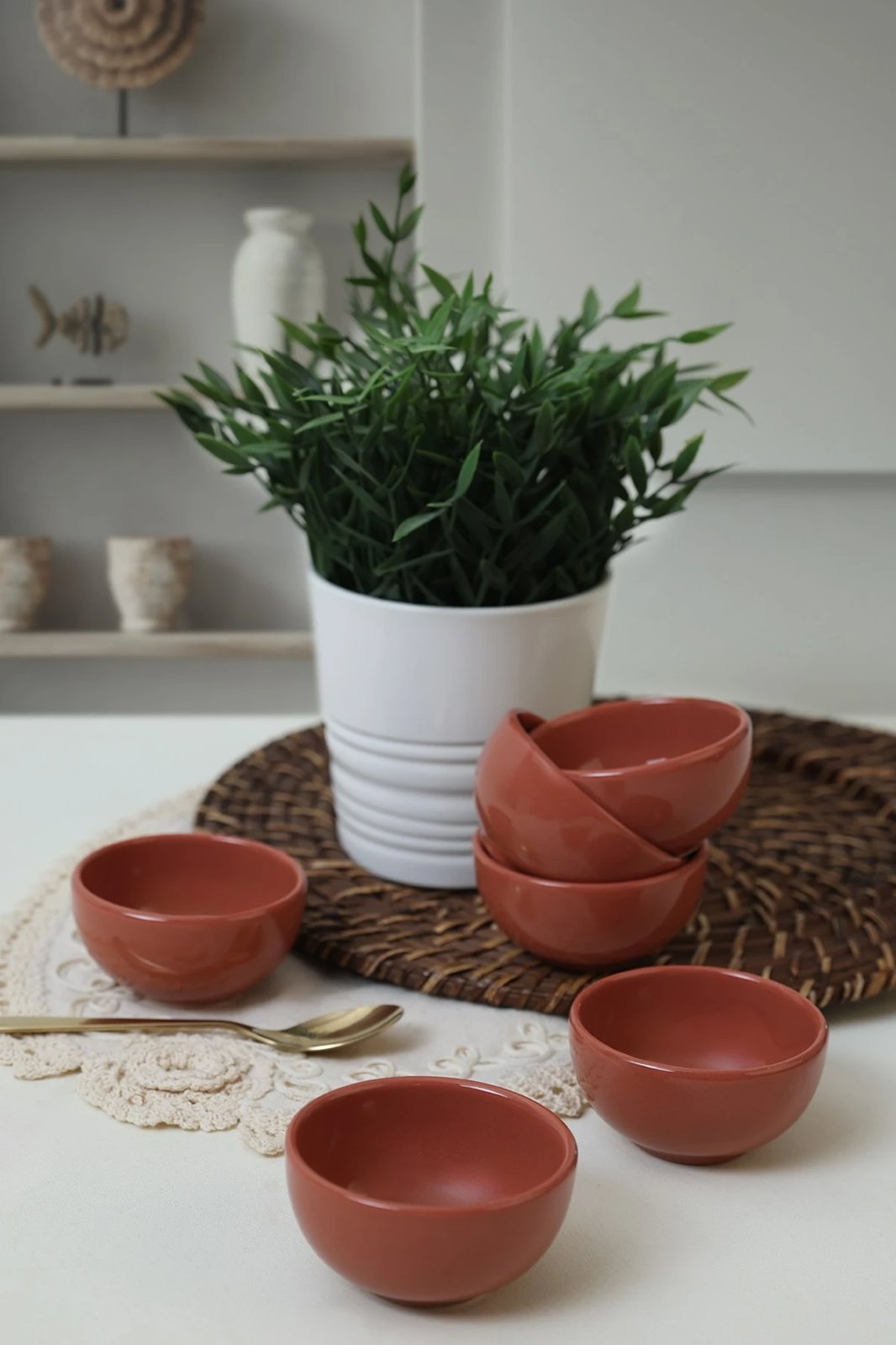 Set tasash qeramike, 6 copë, ngjyrë e kuqe tjegulle, Hermia Concept, X00017481