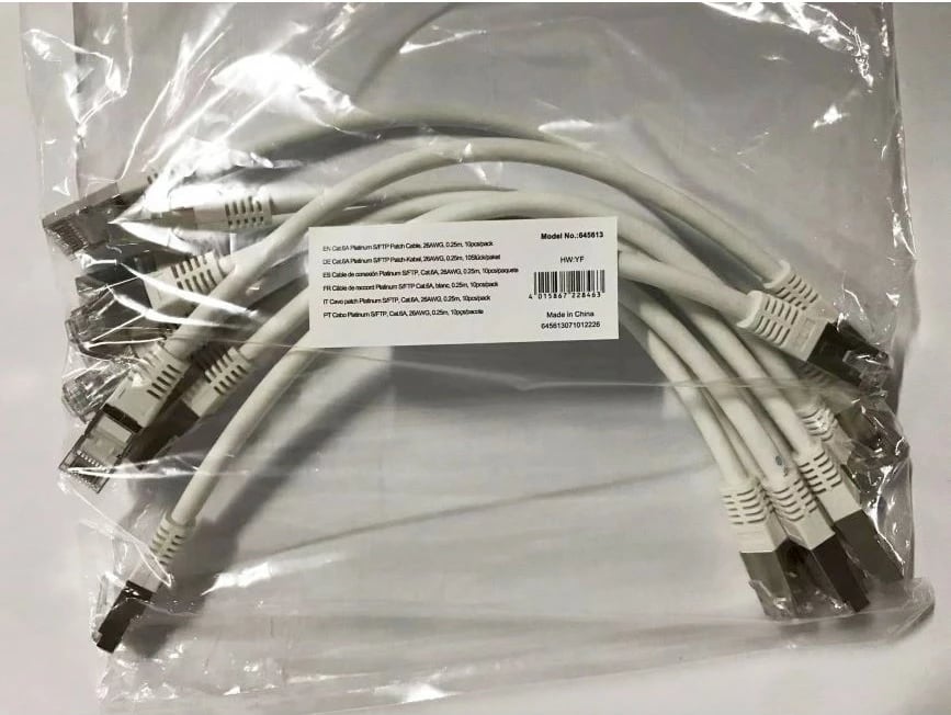 Kabllo rrjeti Cat6A Equip S/FTP, 0.25m, set 10 copë, e bardhë