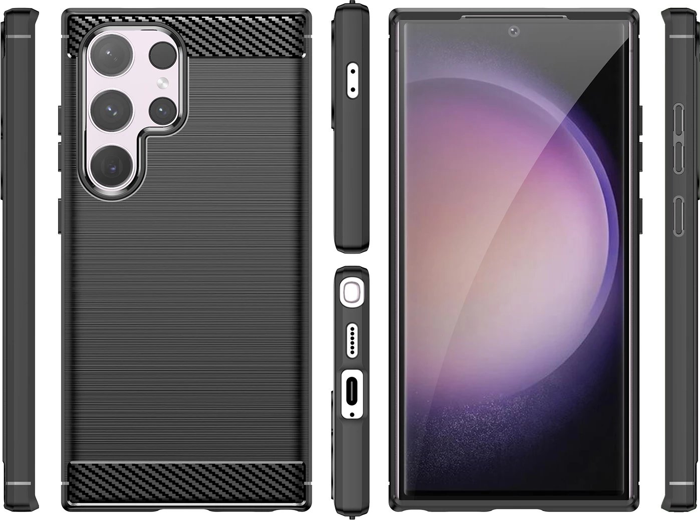 Mbështjellës Hurtel Carbon Case për Samsung Galaxy S24 Ultra, TPU, i zi