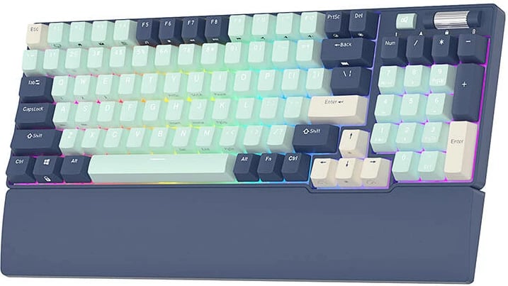 Tastierë mekanike Royal Kludge RK96 RGB, brown switch, 96 taste, blu