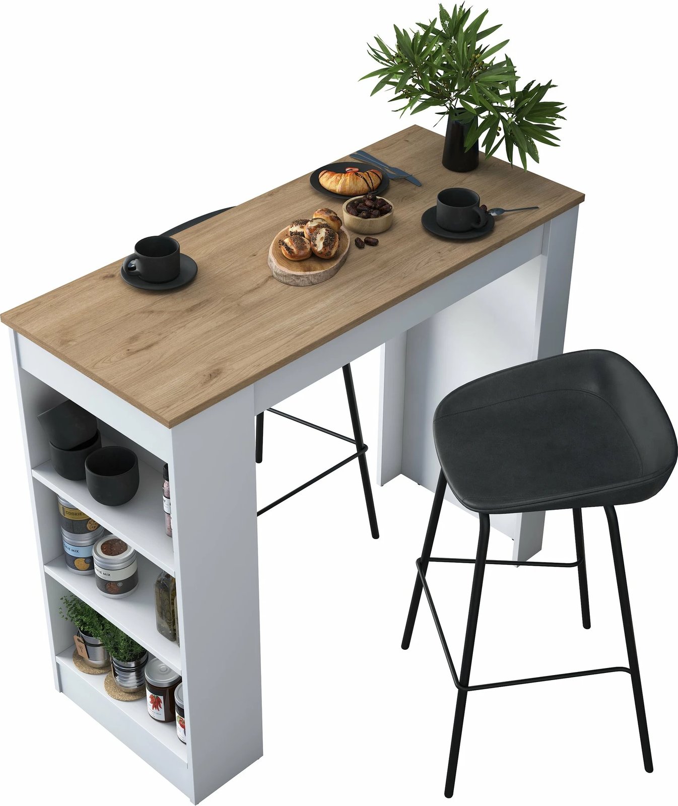 Tavolinë kuzhine skandinave, ngjyrë arre dhe e bardhë, JA103 - 2345