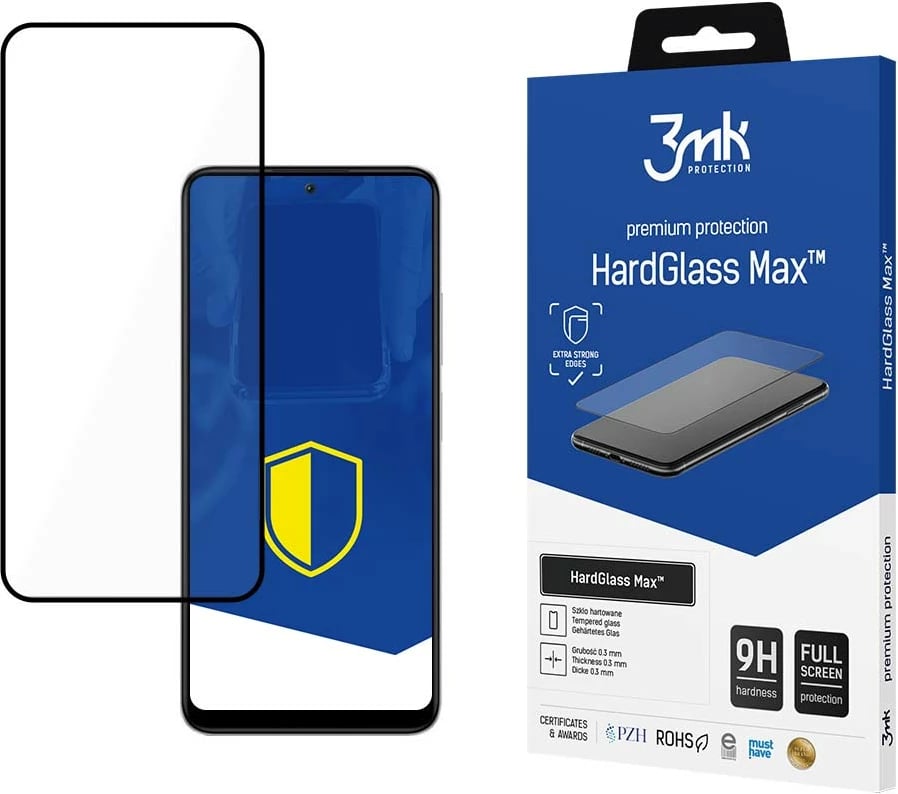 Mbrojtës xhami i temperuar 3mk HardGlass Max për Xiaomi Redmi Note 12 5G, Poco X5 5G, Redmi Note 12, Zi