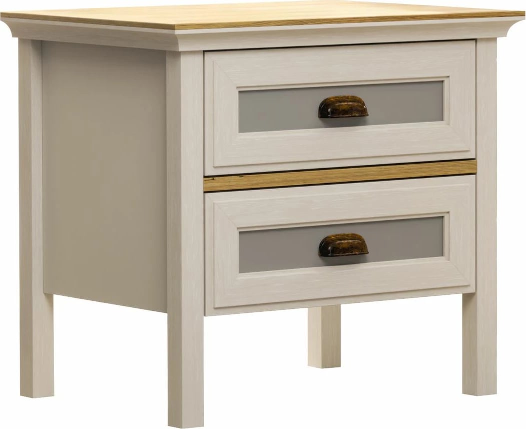 Komodinë anës krevati Skye Decor, krem, lis, gri, FRN-21016