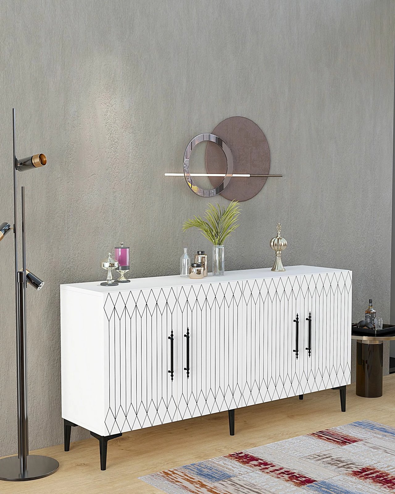 Konsolë Skye Decor, Ressi, e bardhë