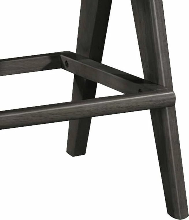 Karrige për bar Winslow, dru rubberwood, ngjyrë e zezë, ratan pvc natyral, ulëse gri, set prej 2 copë, 44.5x46x98cm